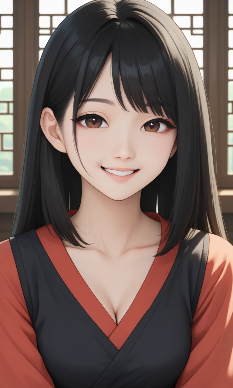 Candy AI で作ったアニメ調の澪。カフェでの正面のバストアップ